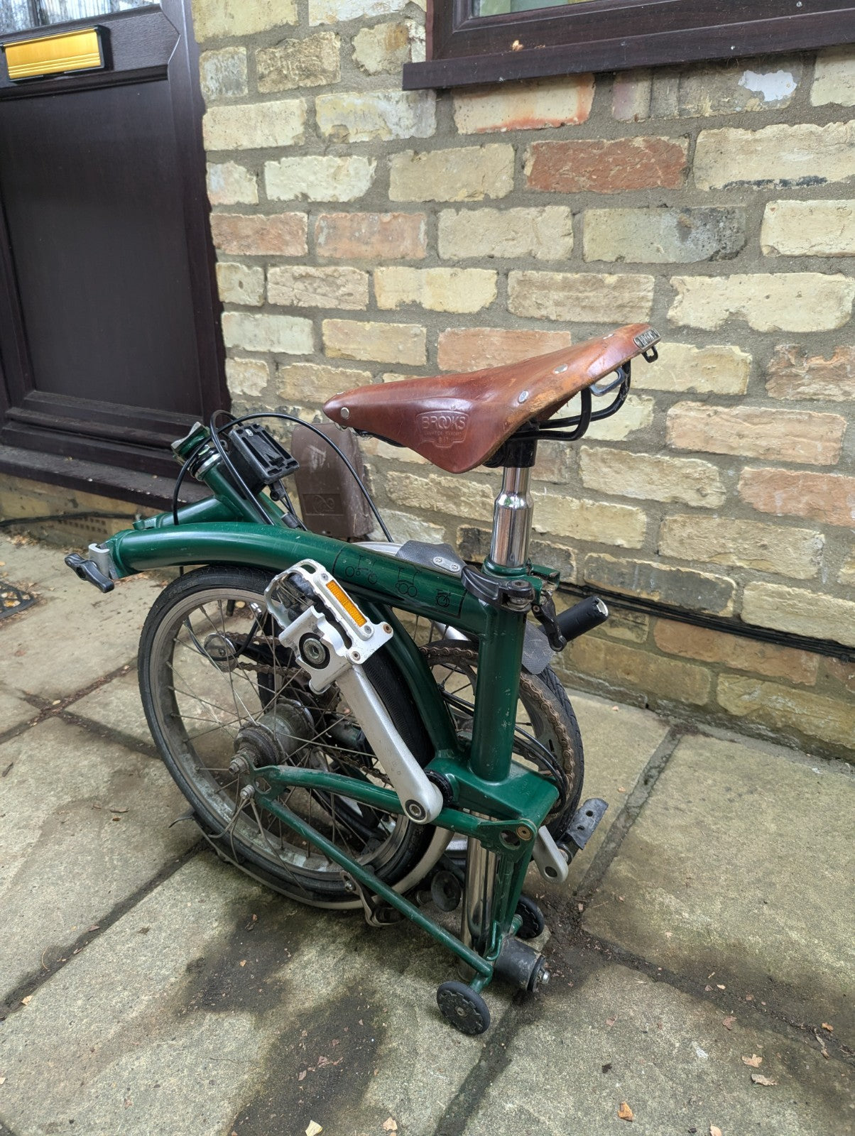 Brompton Folding Bike 16in Wheels Green 3Speed Derailleur Gears