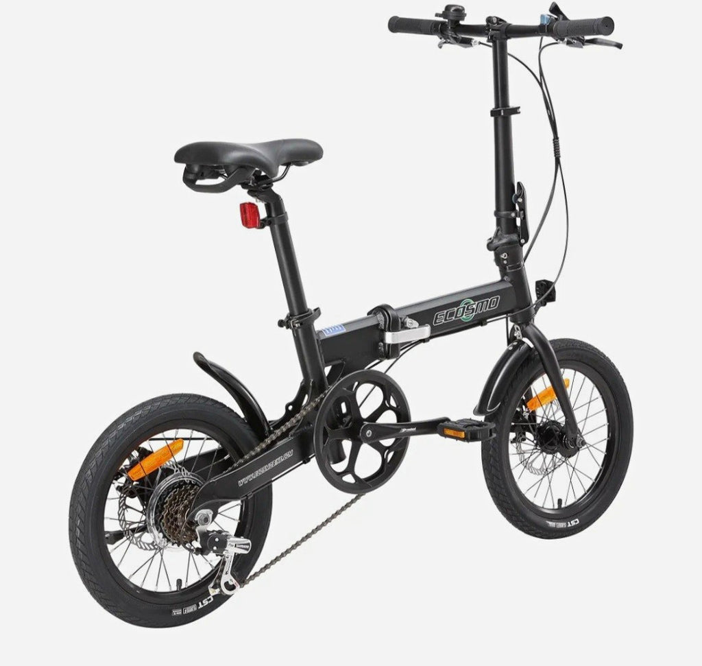 Ecosmo 16in Folding Bike Black 6-Speed Derailleur Mechanical Disc Alloy