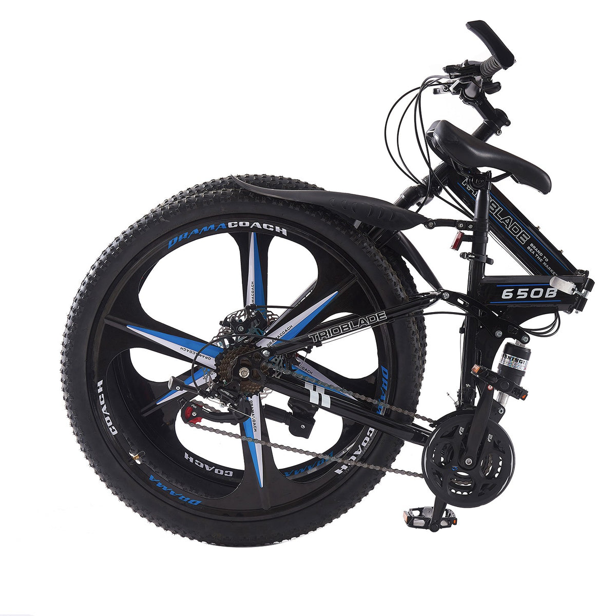 27.5'' Foldable Mountain Bike 21 Speed Full Suspension Bicycle Adult Cycle Blue