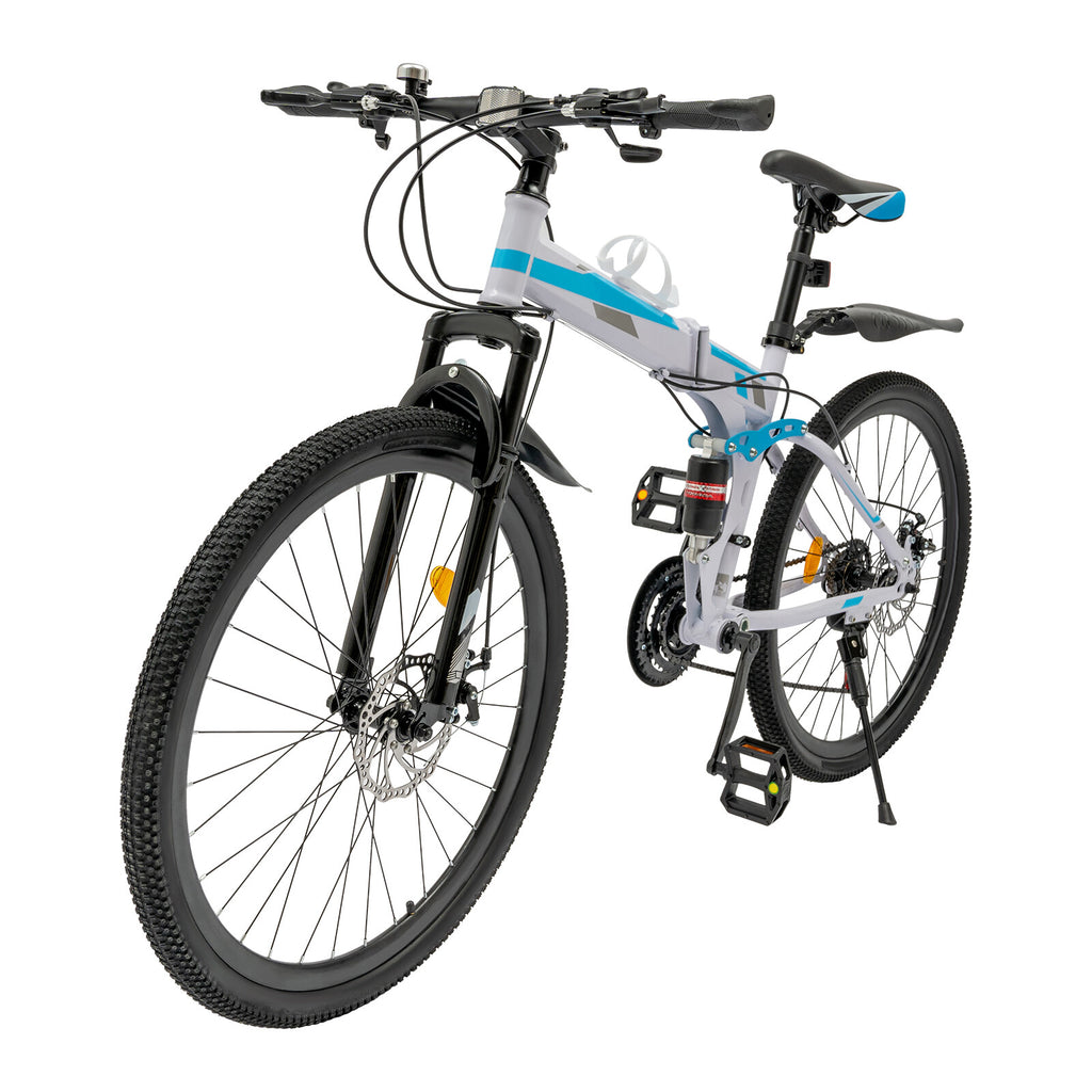 26" Folding Mountain Bike 21 Speed Men Bikes MTB Bicycle School Dual Disc Brake