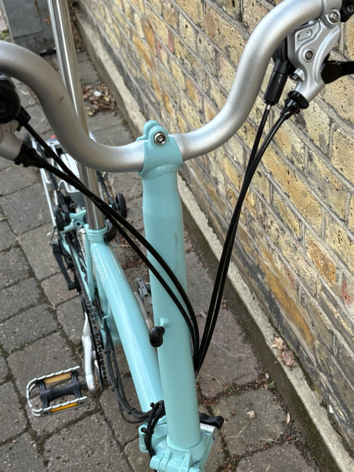 Brompton M6R Folding Bike - Celeste w/ Mudguards, Rack And Dynamo Light Set