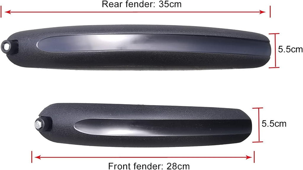 BMX Folding Bike Mudguard Set - Black, Front and Rear, PA Plastic, Small Wheel