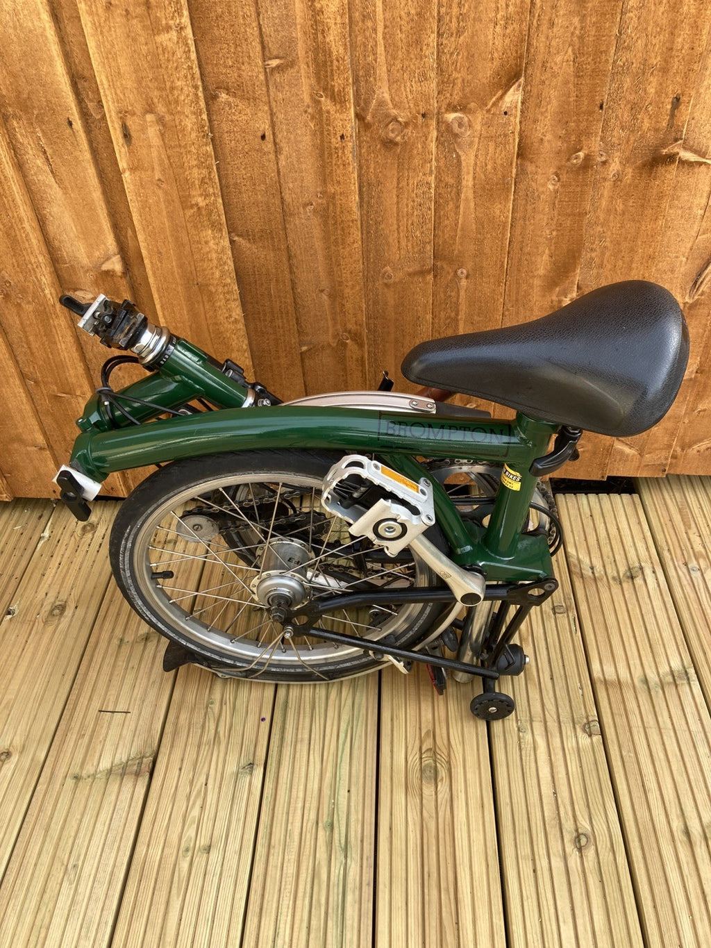 Brompton Racing Green Folding Bike 3 Speed + Brooks Saddle + Brooks Grips