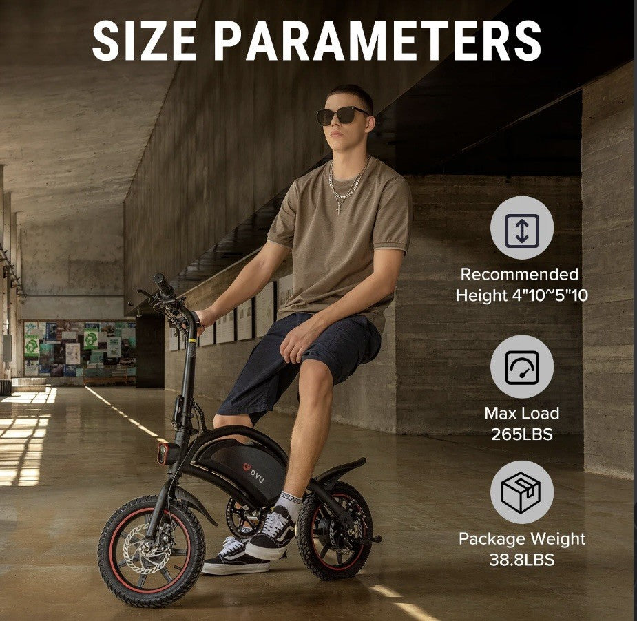 DYU D3F 14" Folding Bike 250W 36V 10Ah Bike E-City Bike 25km/50km