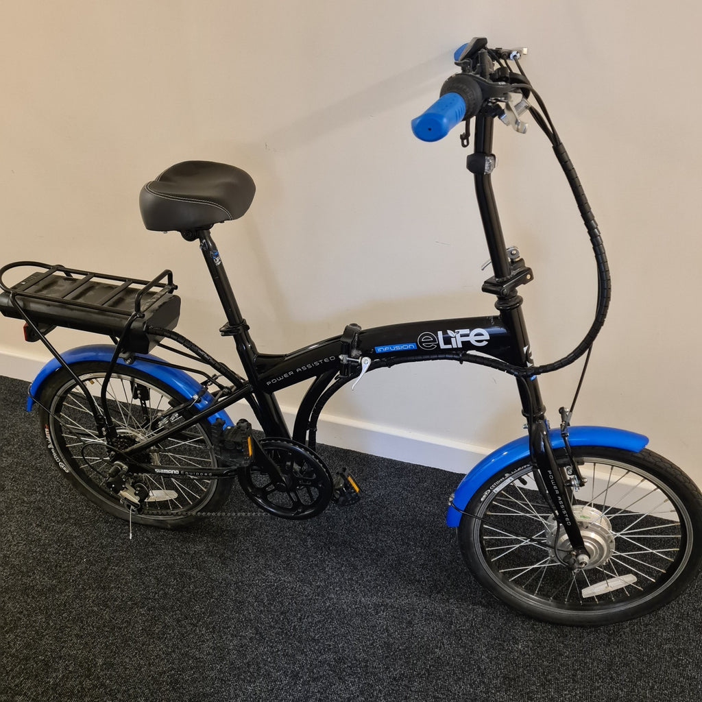 elife Infusion Power Assisted Folding Bike 153cm × 30cm x 94cm L/ W/H Used Once
