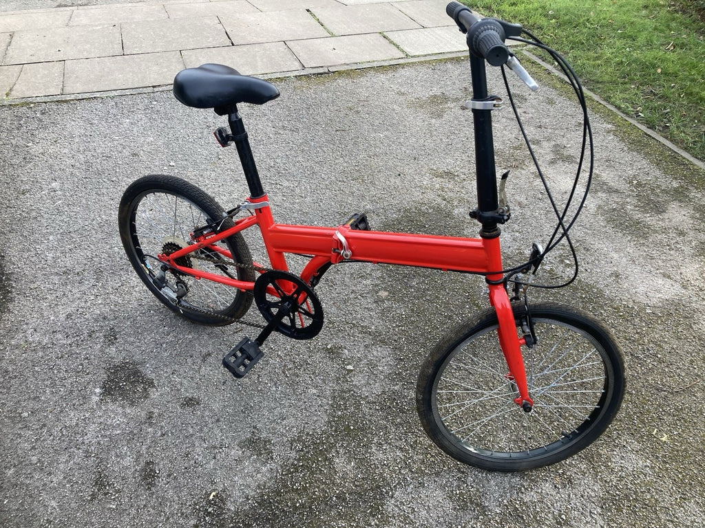 Bright Red Folding Bike with 7 Speed