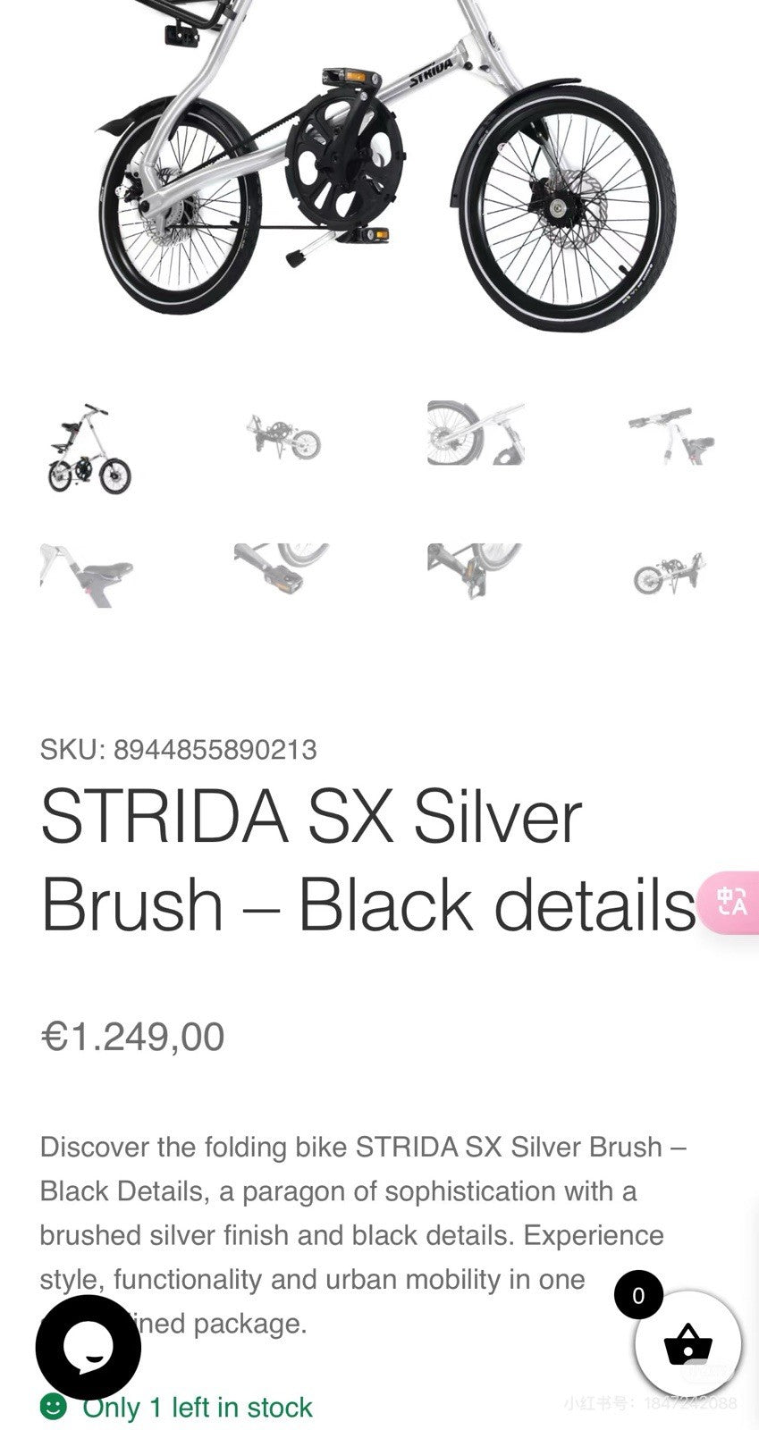 STRIDA SX Folding Bike – Silver Brush with Black Details – Good Condition