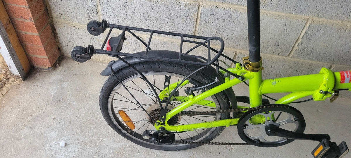 B’TWIN Hoptown 20in Folding Bike Green, Mudguards, Rear Rack, Bell