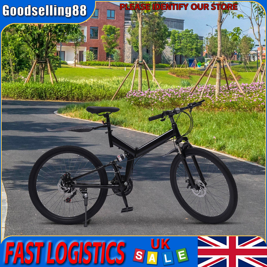 26" 21-Speed Folding Mountain Bike Foldable Bicycle Disc Brake Mountain Bike NEW
