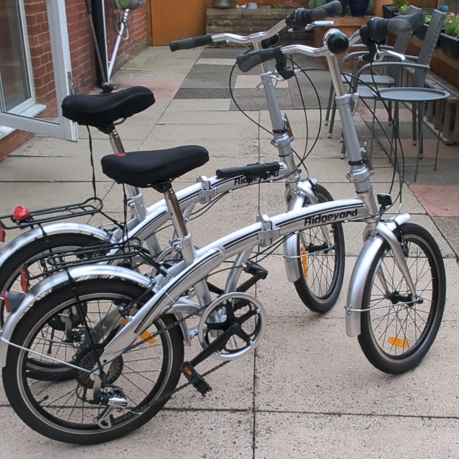 Ridgeyard Folding Bike Silver 16in Wheels Caliper Side Pull Brakes Reflectors