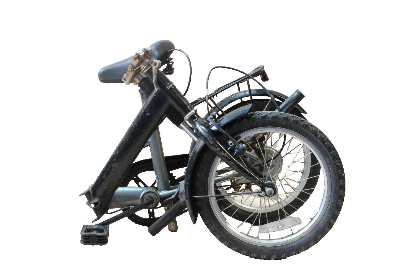 Black compact stowaway folding bike. Good working condition. Shopping. S size