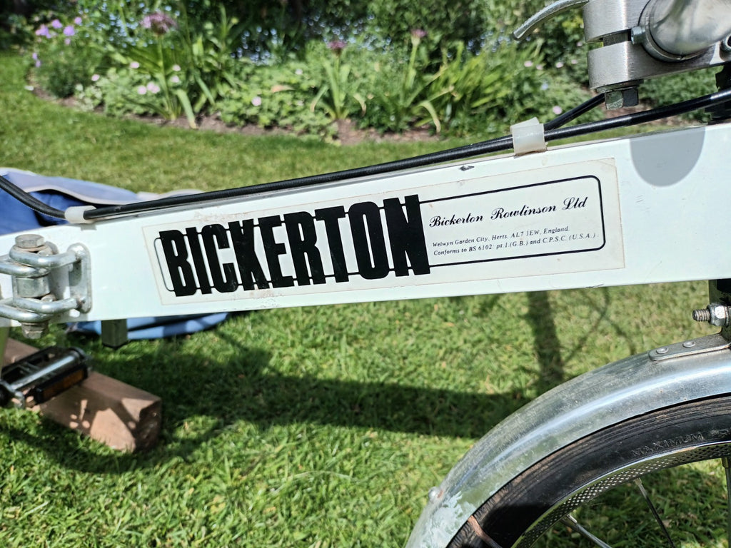 Vintage Bickerton Folding Bike, Good Condition,  White. Rides well + Bag.