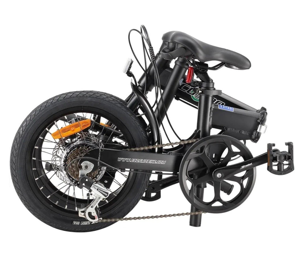 Ecosmo 16in Folding Bike Black 6-Speed Derailleur Mechanical Disc Alloy