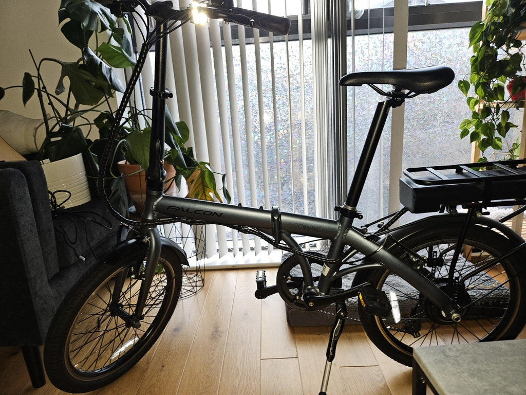 Falcon Folding Bike 16in 2-Speed Grey Rear Rack Kickstand