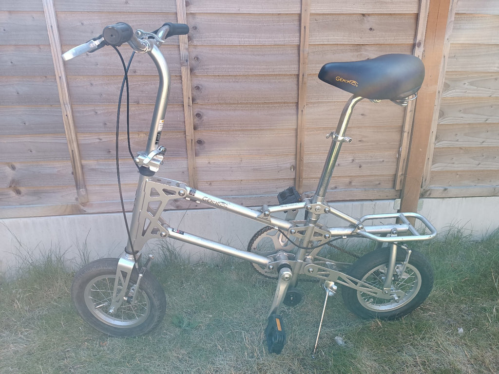 GEKKO Folding Bike 12in Wheels Single Speed Caliper Brakes Silver/Black