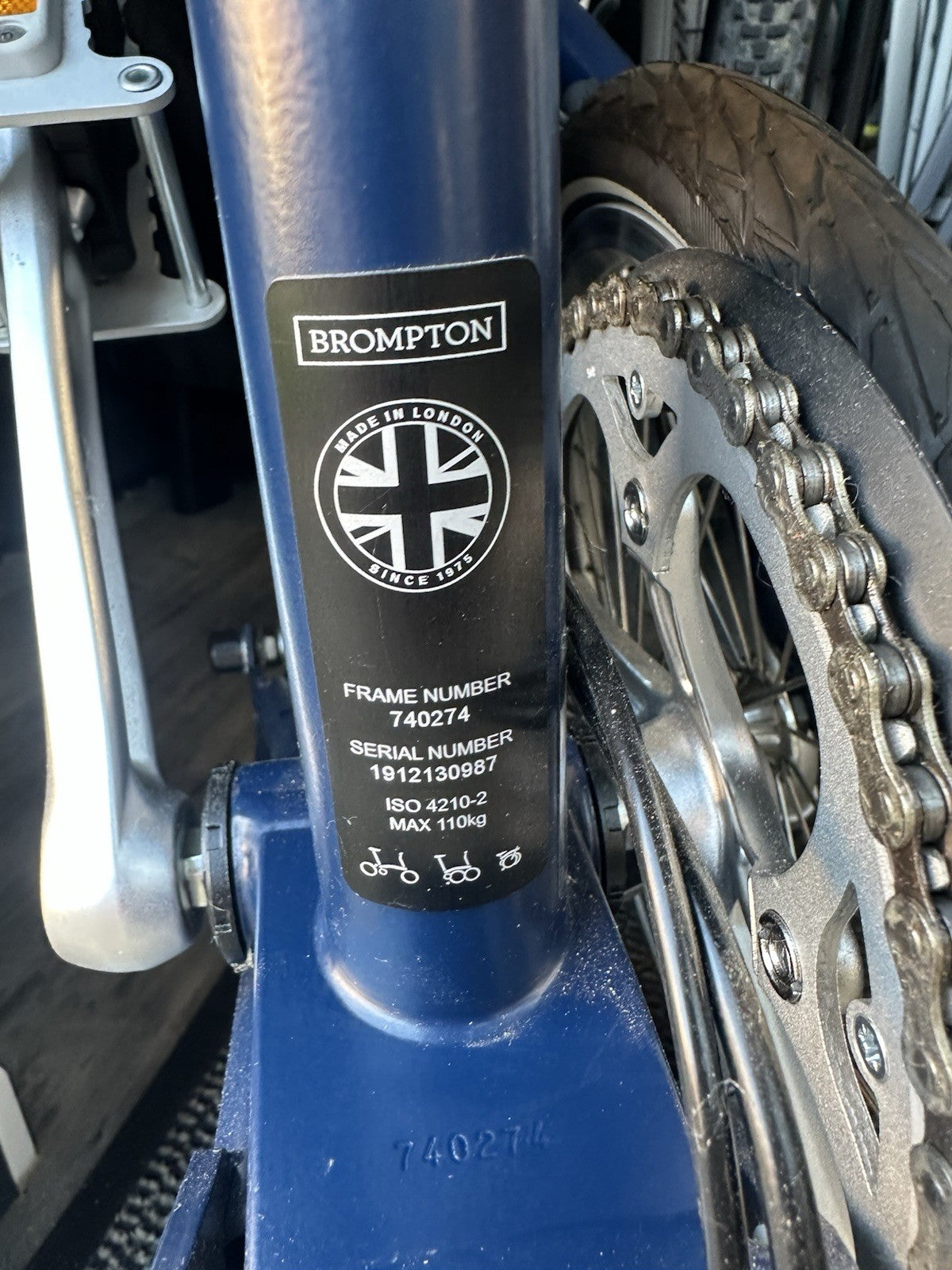 Brompton M3E Folding Bike Blue Frame