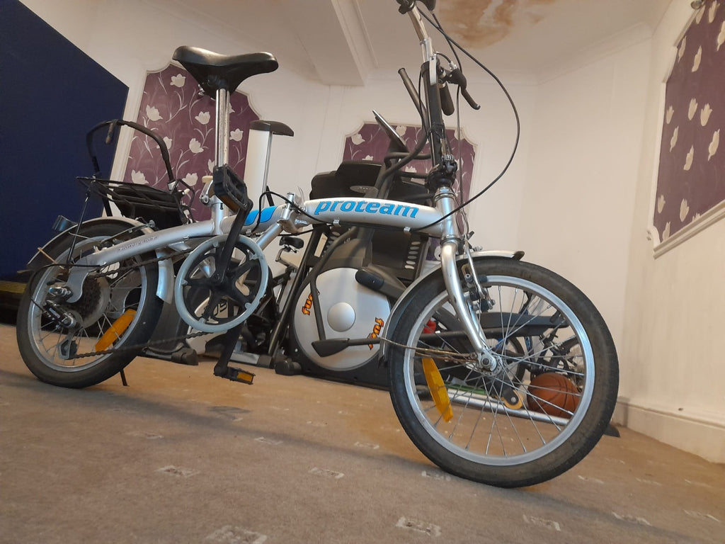 Proteam 20in Folding Bike 6 Speed Silver/Blue Rear Rack Mudguards