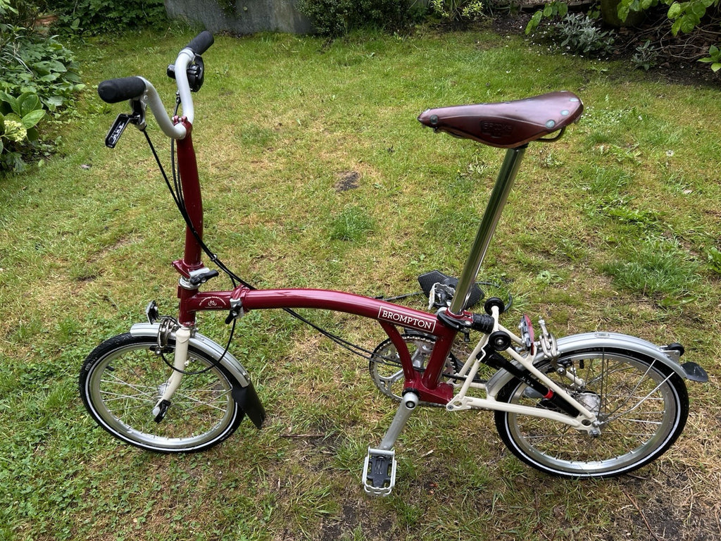 Brompton x Cambridge Satchel Folding Bike 3-Speed Red - Special Edition