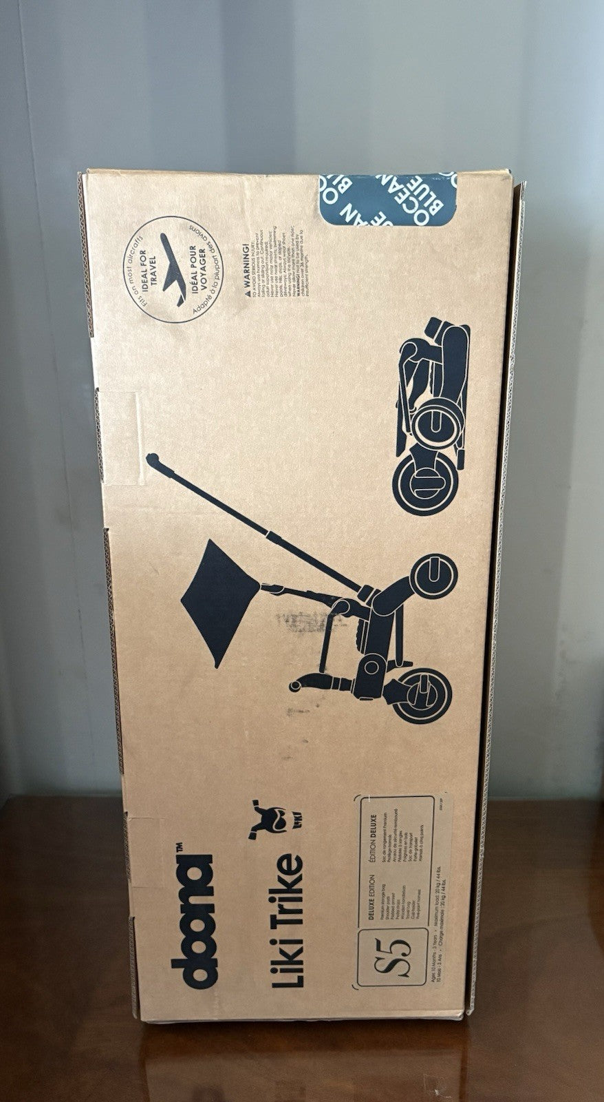 Doona Liki Trike S5 Deluxe Foldable Push-Along Trike Ocean Blue- New-RRP £269
