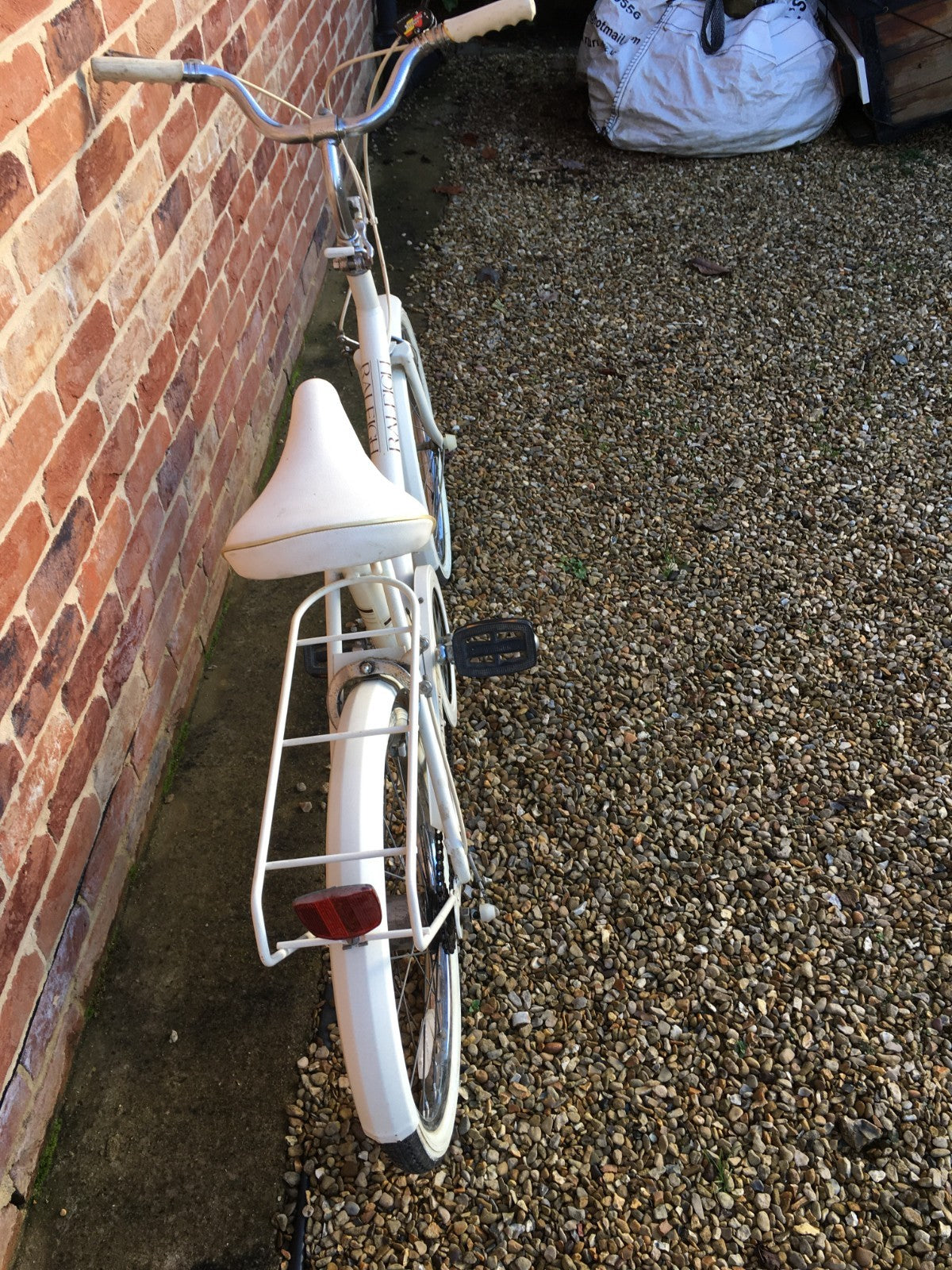 Raleigh Compact white foldable unisex bicycle used,