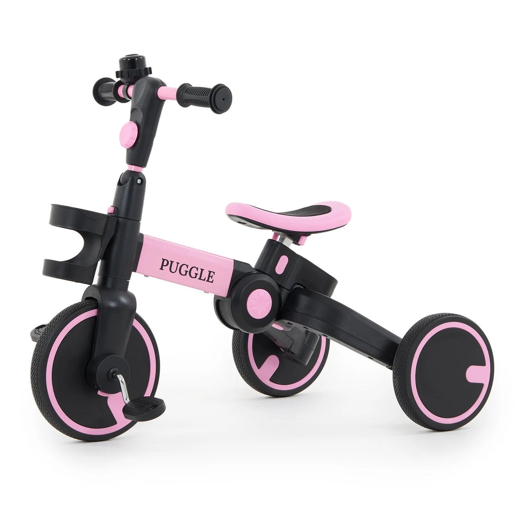 Puggle 3-in-1 Folding Trike & Balance Bike with Parent Handle - Pink