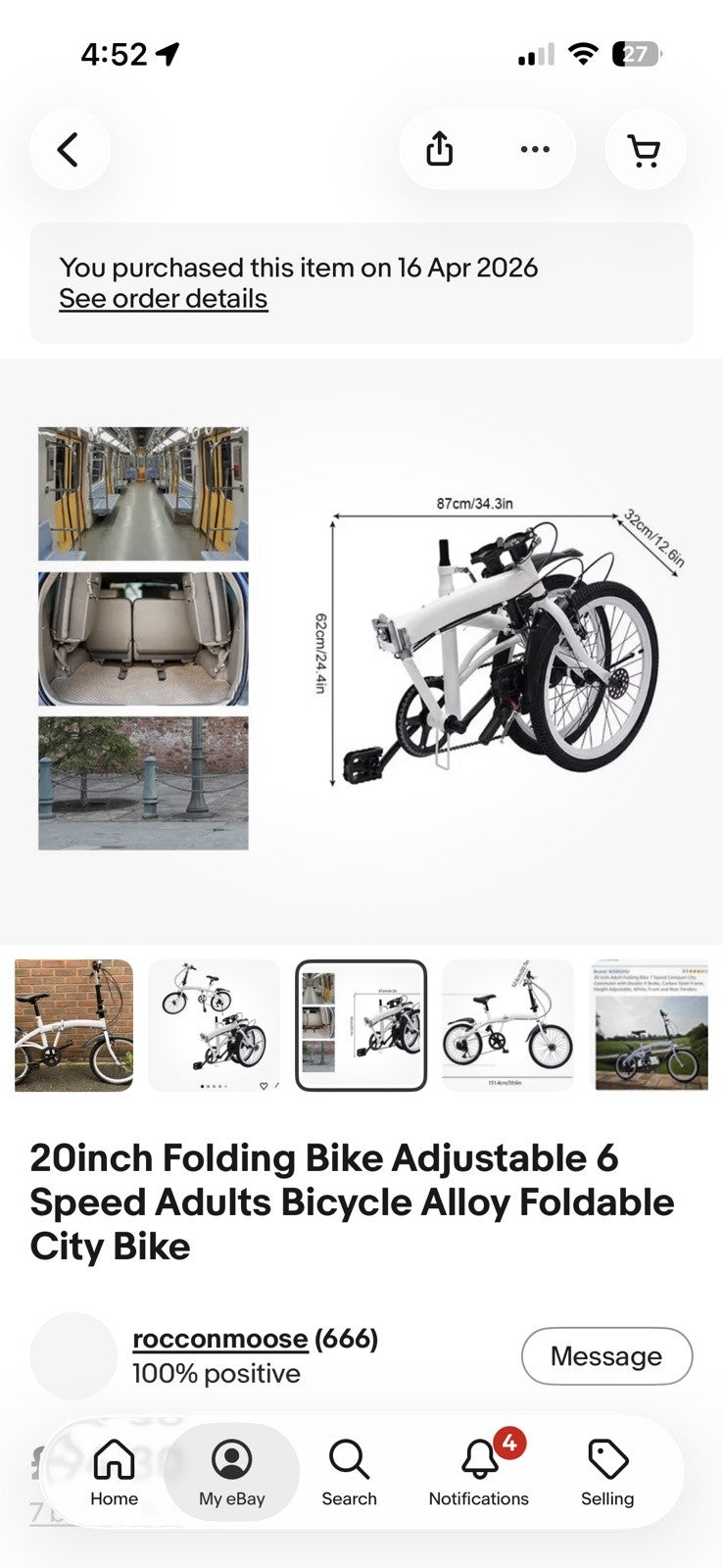 20inch Folding Bike Adjustable 6 Speed Adults Bicycle Alloy Foldable City Bike