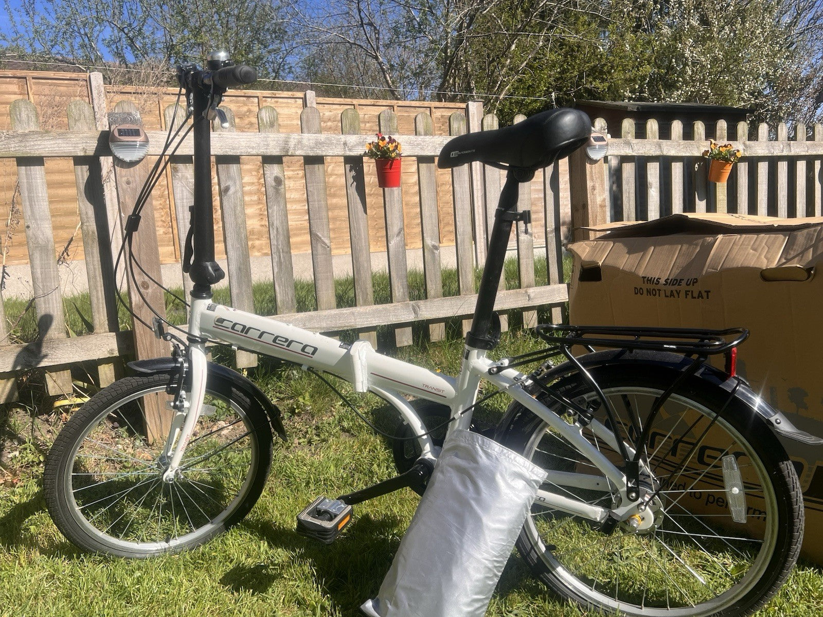 Carrera Transit 20in Folding Bike 3-Speed White/Black Rack Mudguards MPN 361292