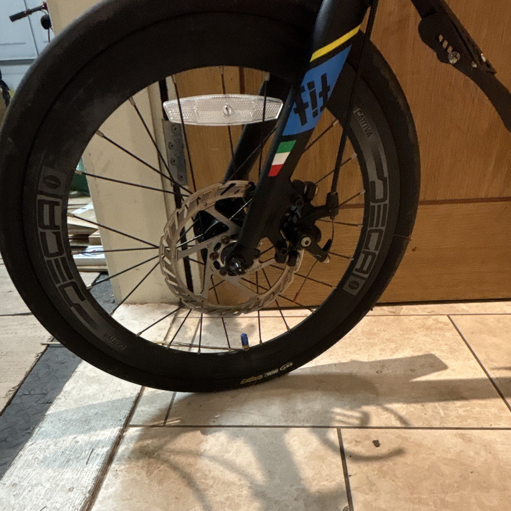 JAVA 20in Folding Bike Mechanical Disc, Derailleur Gears, Mudguards, Black/Blue