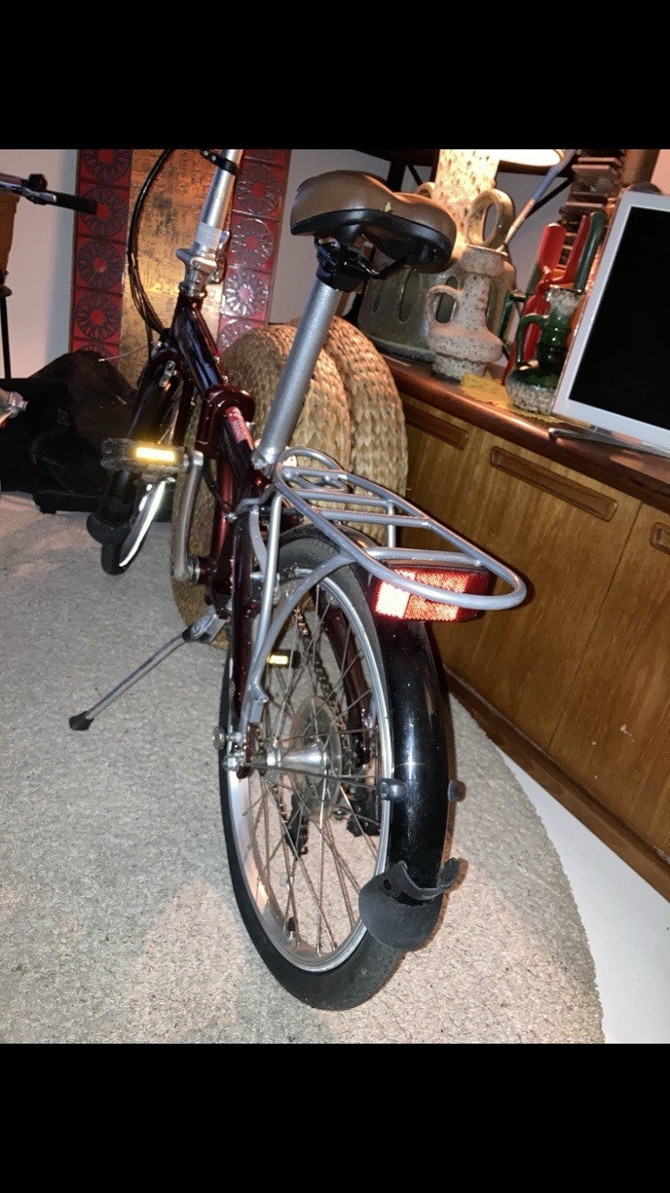 Bickerton junction 1707 folding bicycle, red, 7 gears, gel saddle and bag