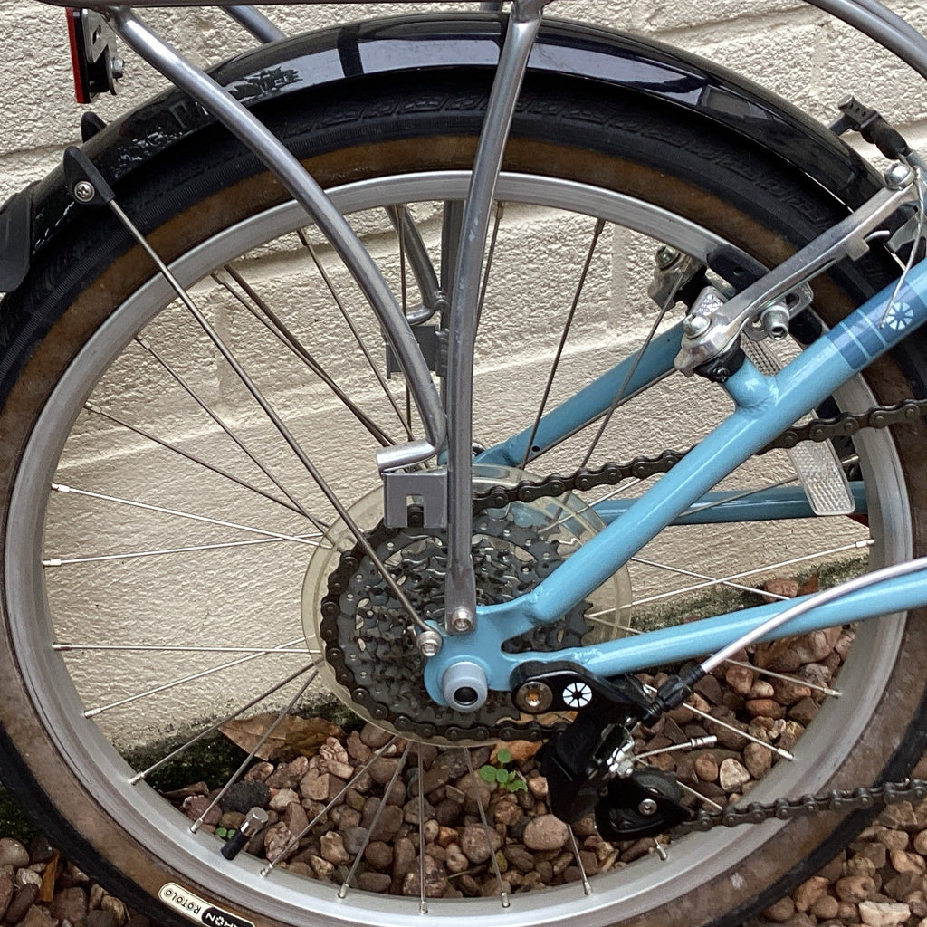DAHON Speed 20in Folding Bike Blue, Rear Rack, Mudguards, V-Brakes