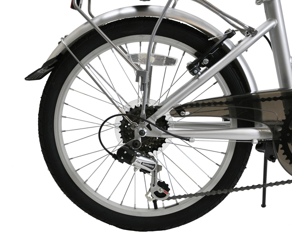Ammaco Pakka Compact 20 Inch Wheel Folding Shopper Camping Bike 6 Speed Silver