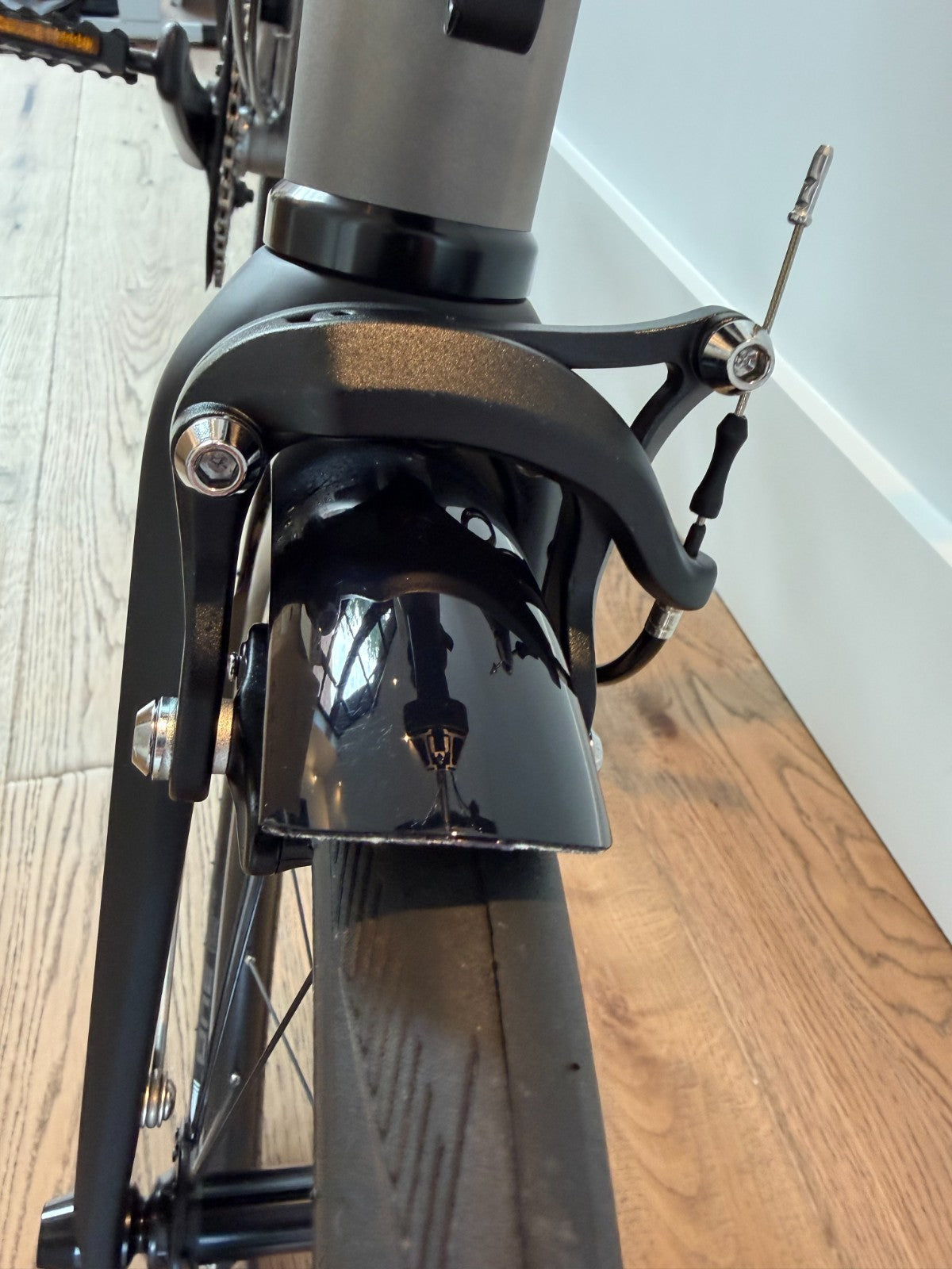 Brompton T Line Folding Bike 4-Speed 16in Wheels Titanium Blasted Titanium