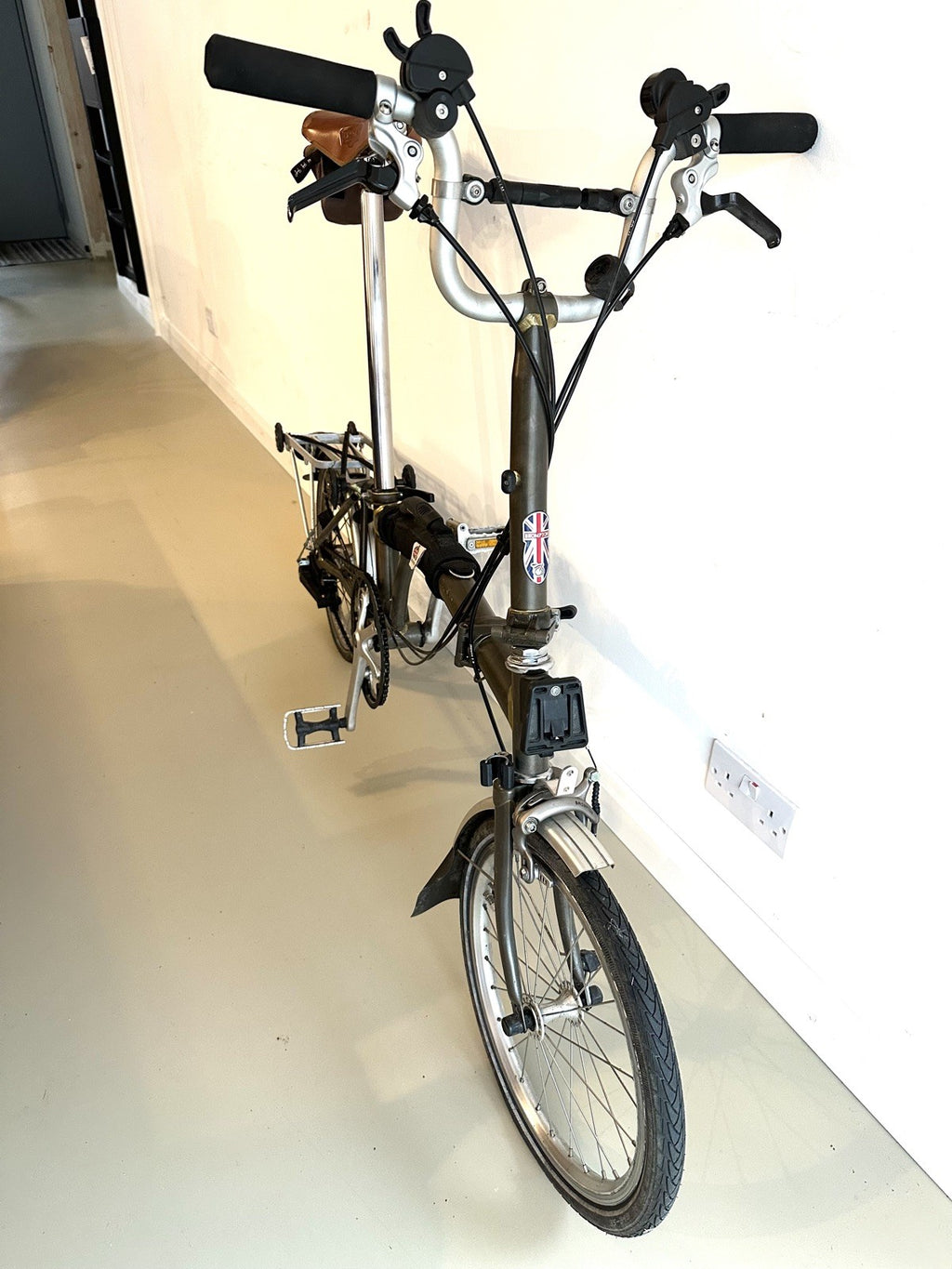 Brompton 6 speed C Line Folding Bike in stylish raw lacquered finish. + Extras