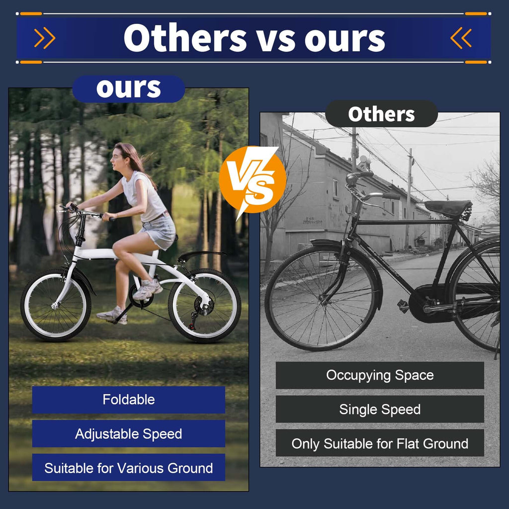 20inch Folding Bike Adjustable 6 Speed Adults Bicycle Alloy Foldable City Bike