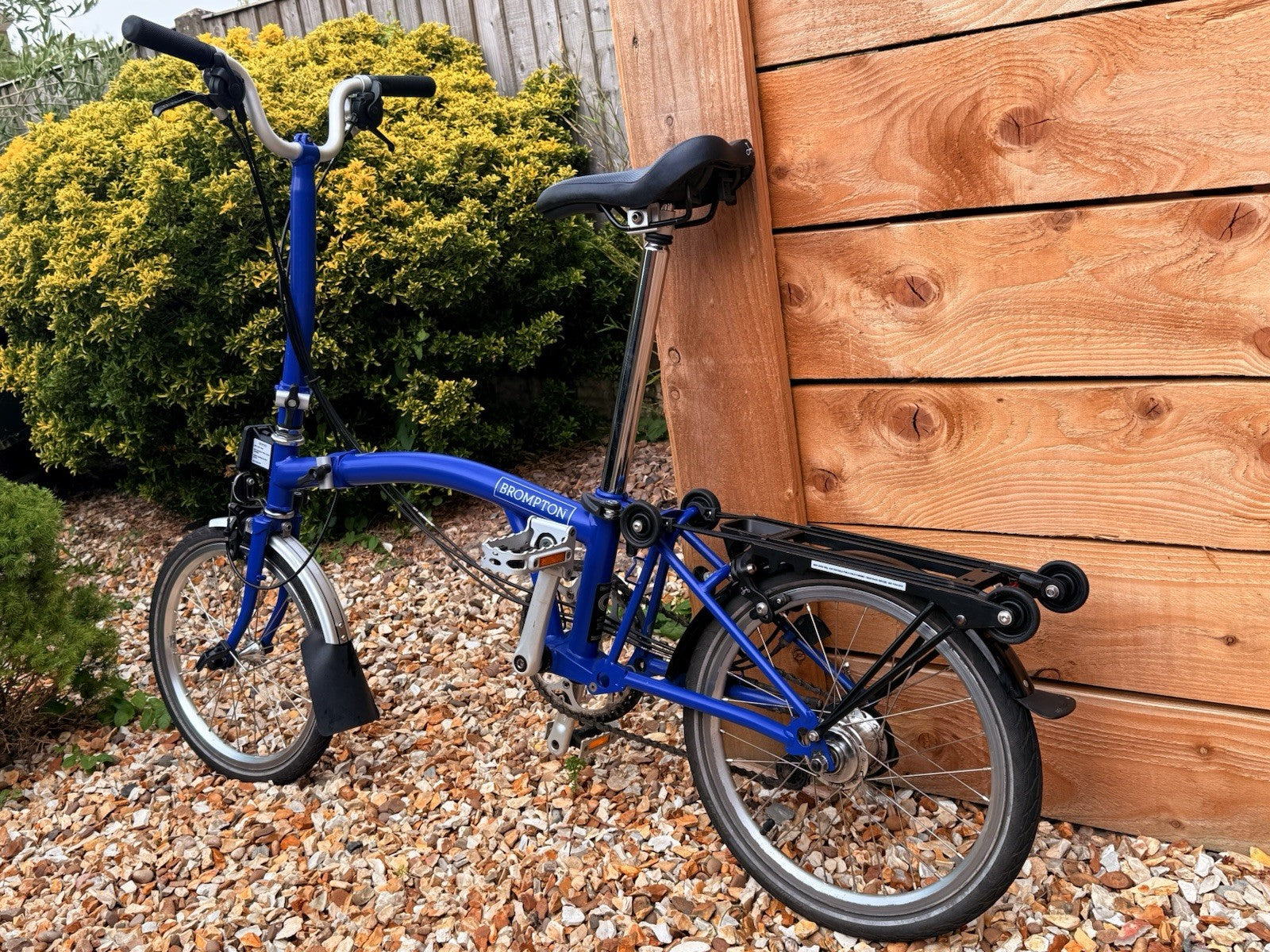 Brompton C Line 16in Blue Folding Bike, Mudguards, Rear Rack, Reflectors