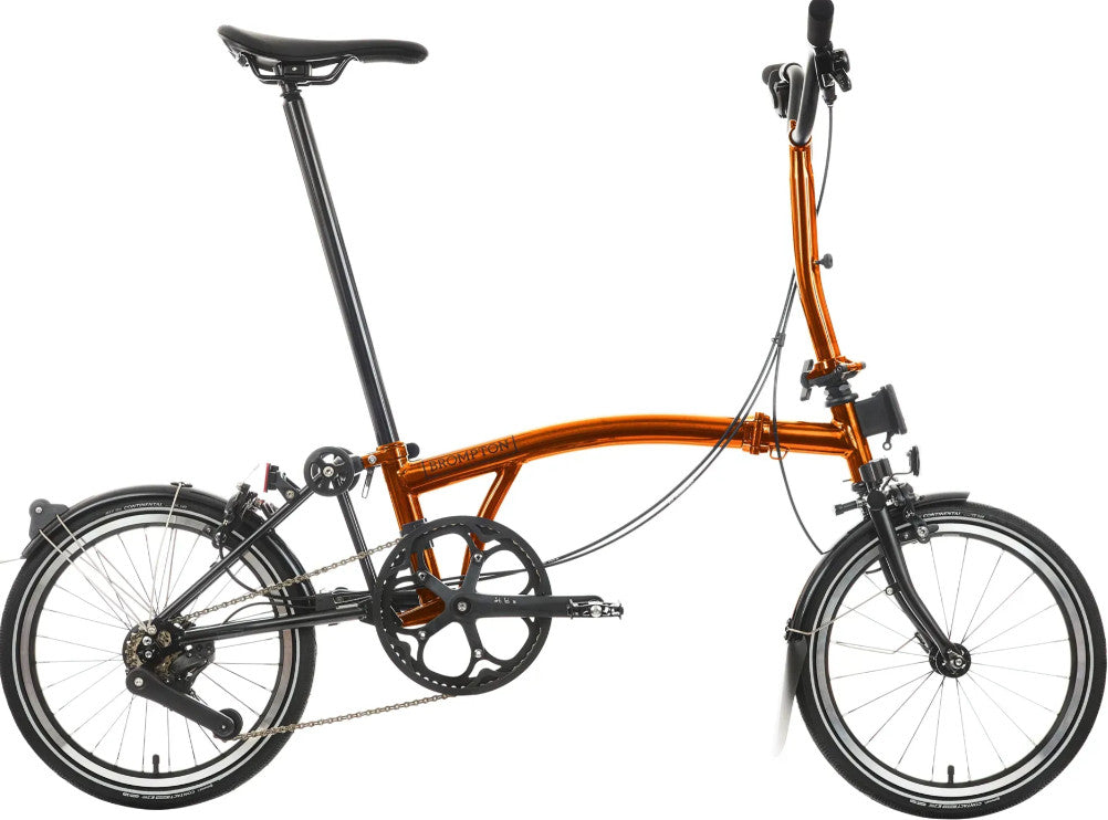 Brompton P Line Urban Folding Bike in Flame Lacquer