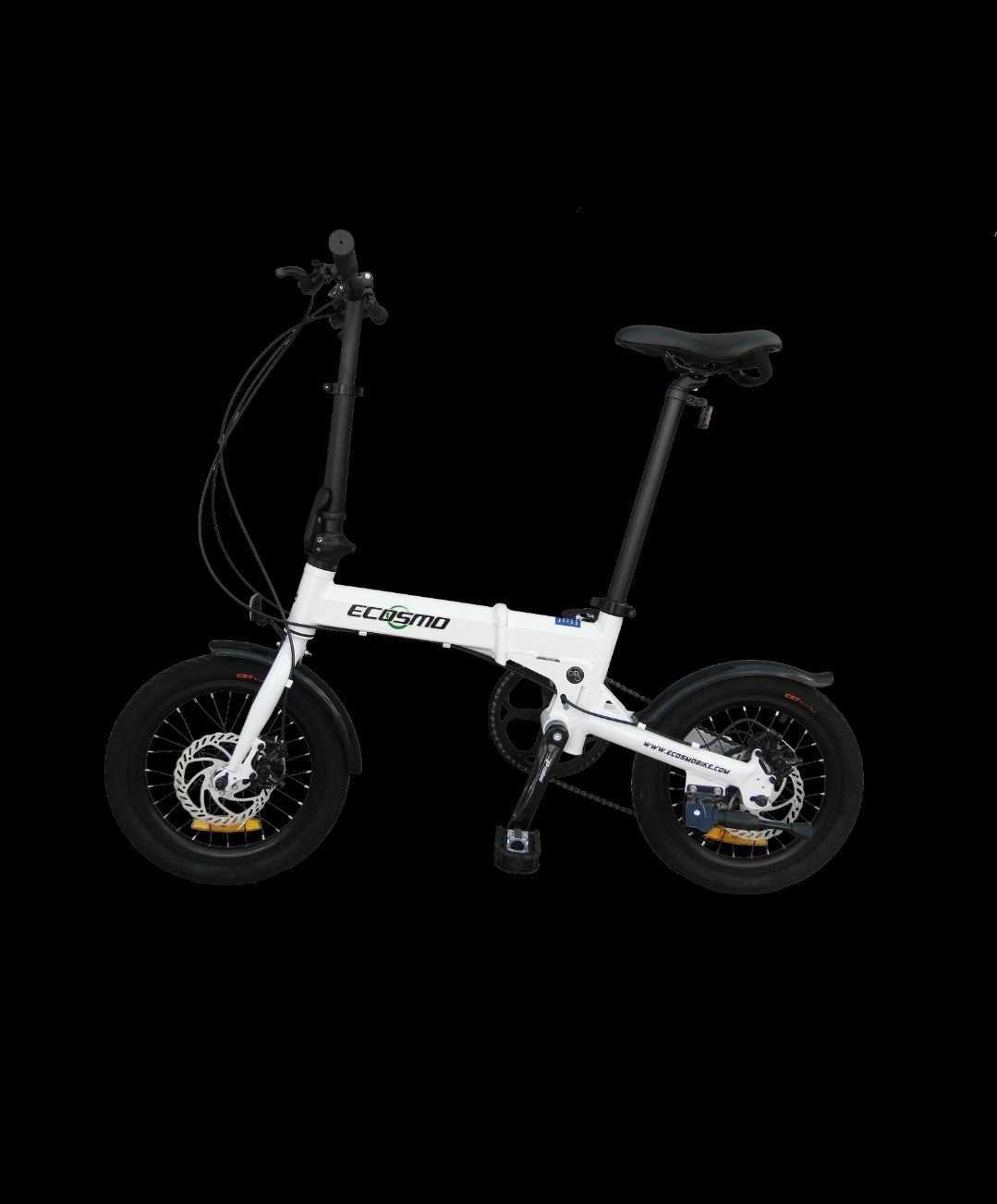 Folding Bicycle Ecosmo 16" Wheel White Alloy 6SP Shimano Gear, Dual Disc-16AF02W