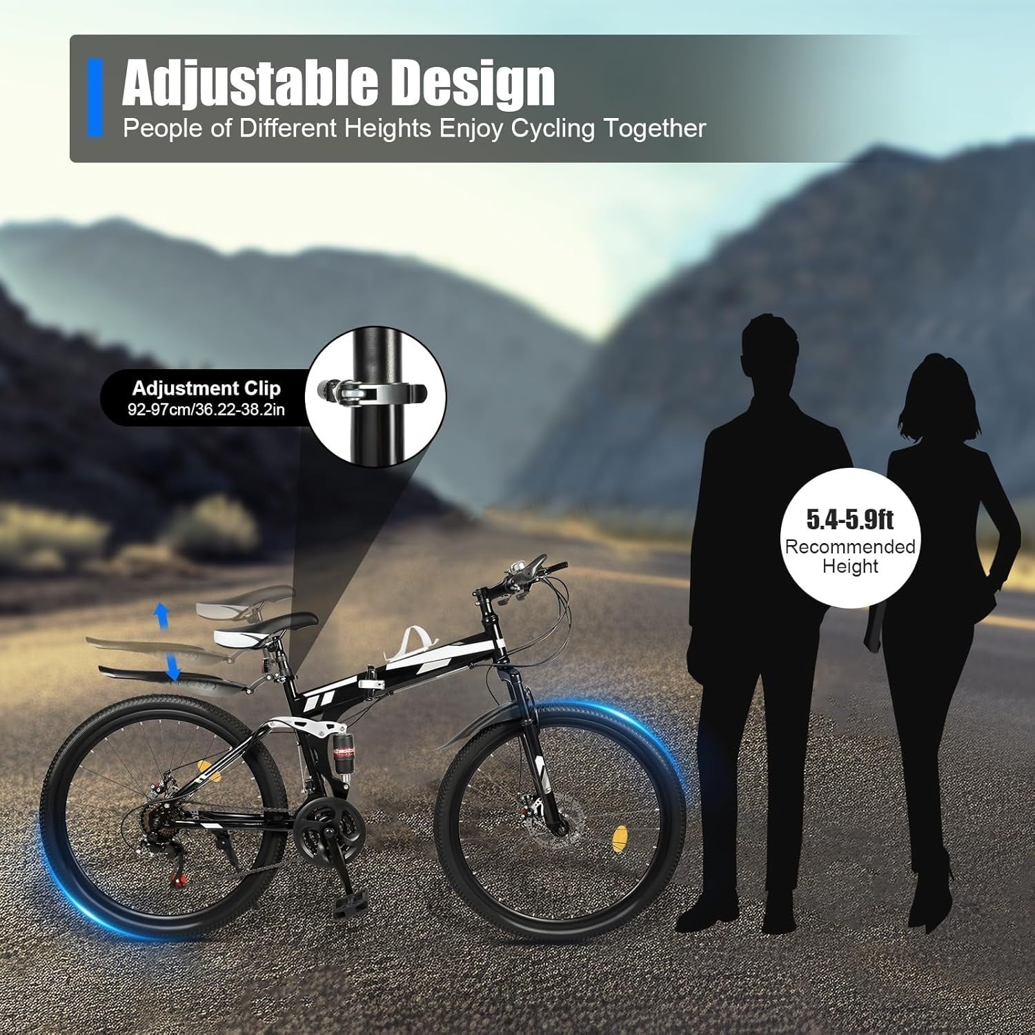 26" Folding 21-Speed Mountain Bike Mens MTB Disc Brake Steel Frame