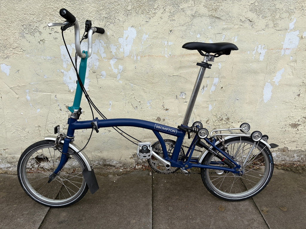 Brompton M3L folding bike 3 speed in two-tone blue