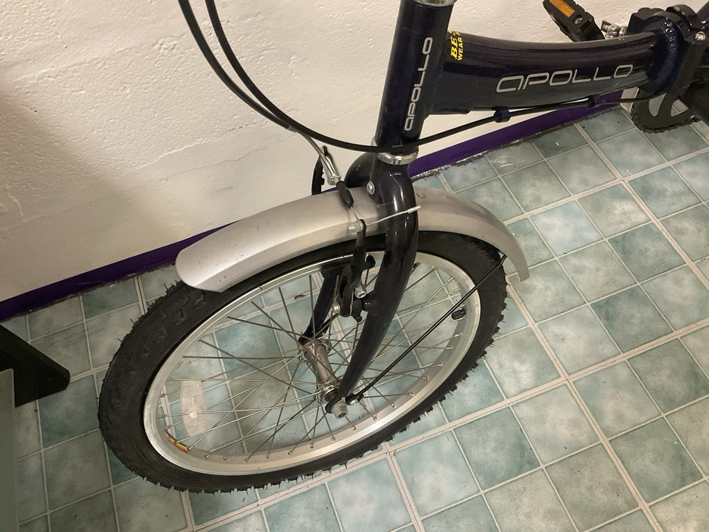 Pair of Apollo 20in Folding Bike Blue/Silver, Rear Rack, Mudguards & Reflectors