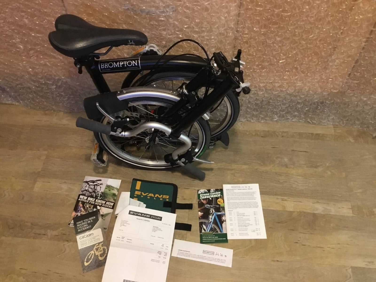 Brompton M3L 12 black folding bike.