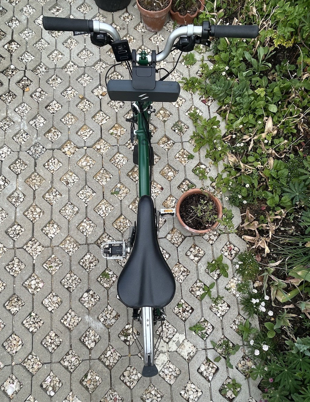 Green Folding Brompton Bike With Swytch Kit In Good Condition