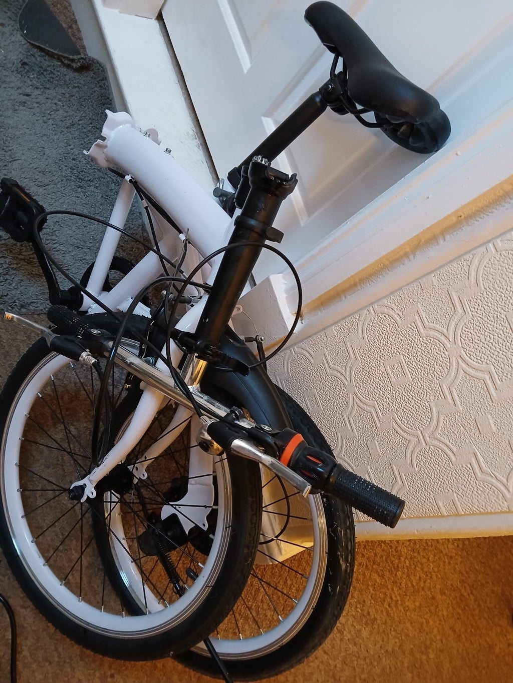 White Folding Bike Foldable City Bike for Adult 20" Commute Bicycle 6 Speed Gear