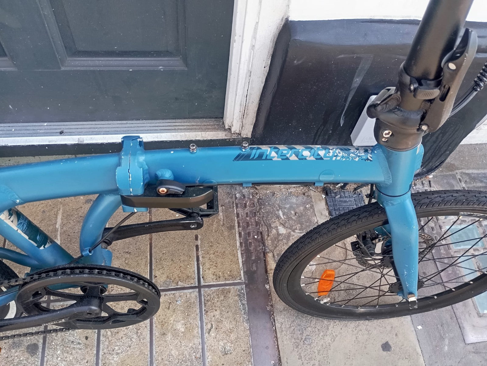Carrera Intercity Disc 9 Speed Folding Bicycle Matte Blue Adult Fold Up Bike