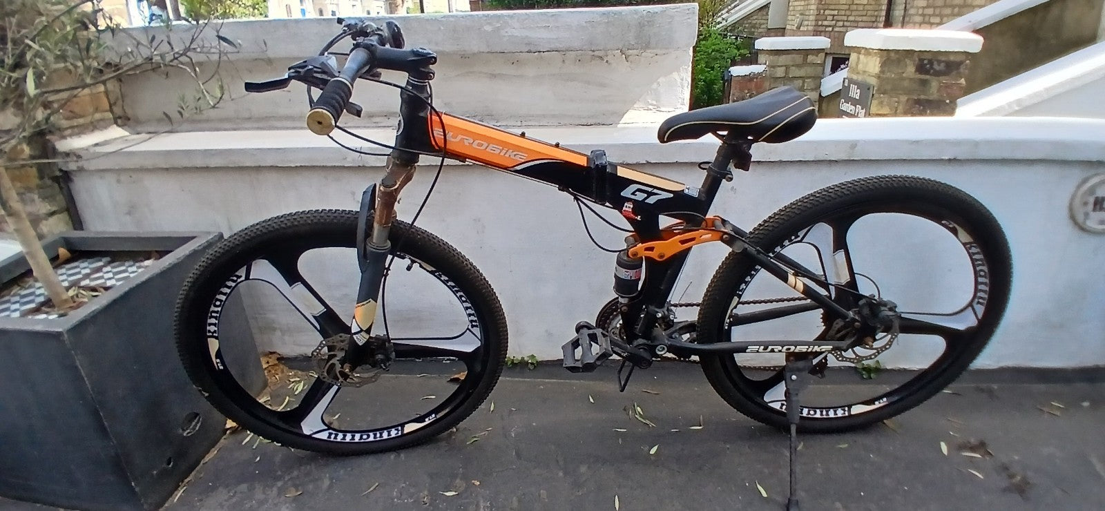 Used EuroBike G7 MTB Folder 17" Frame 26" Wheels Full Sus Black/Red Folding Bike