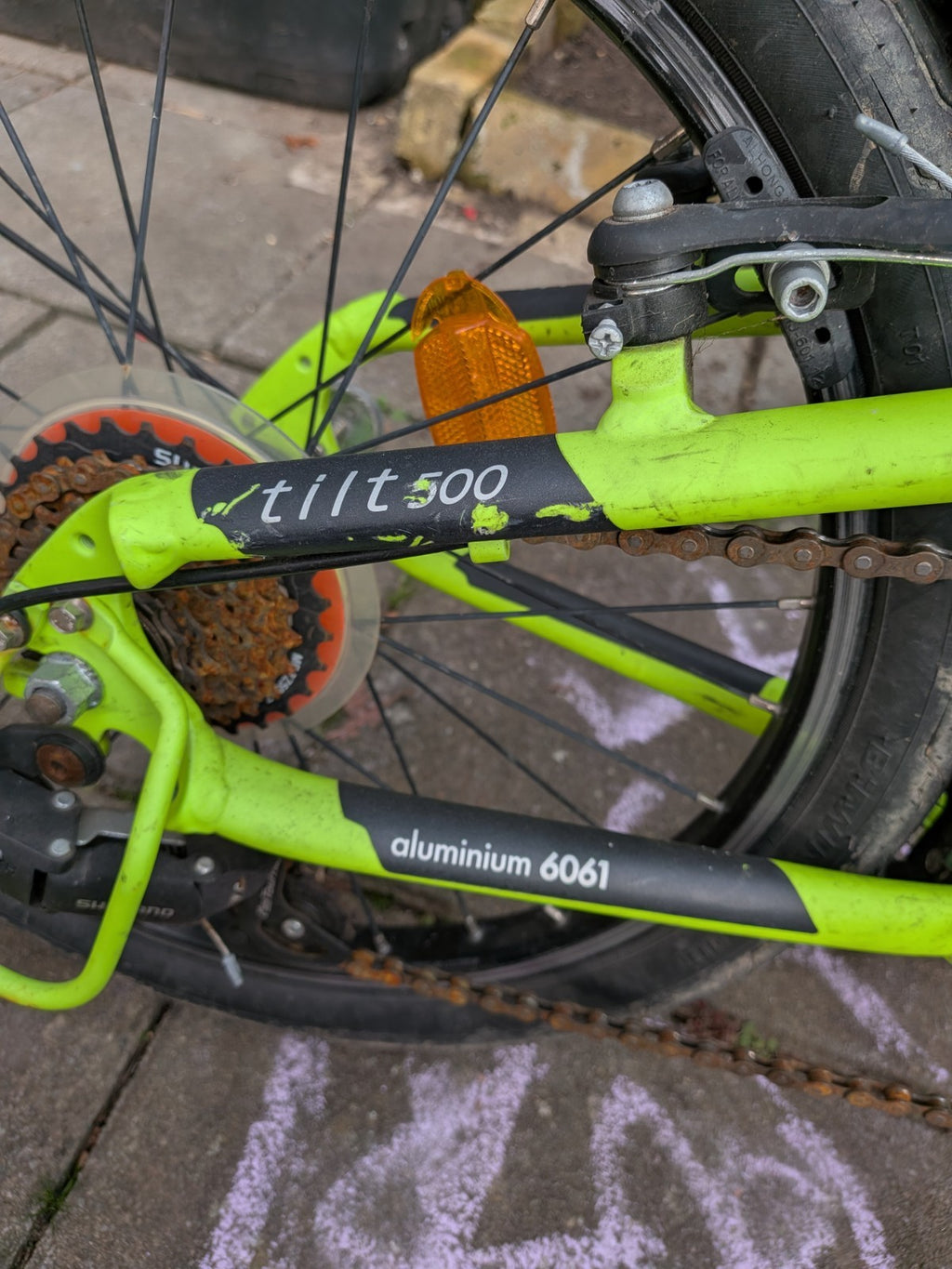 BTWIN Tilt 500 Neon Yellow 7 Speed Decathlon Folding Bike Great Condition Ch65