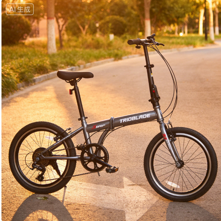 20Inch Folding Bike Adults Adjustable 7 Speed Bicycle Foldable City Bicycle Grey