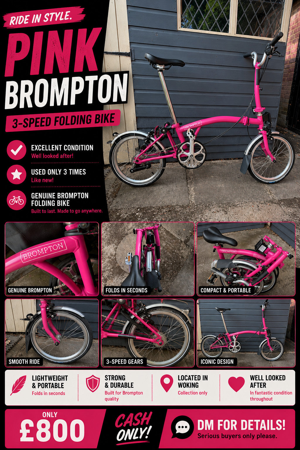 brompton folding bike 3 speed