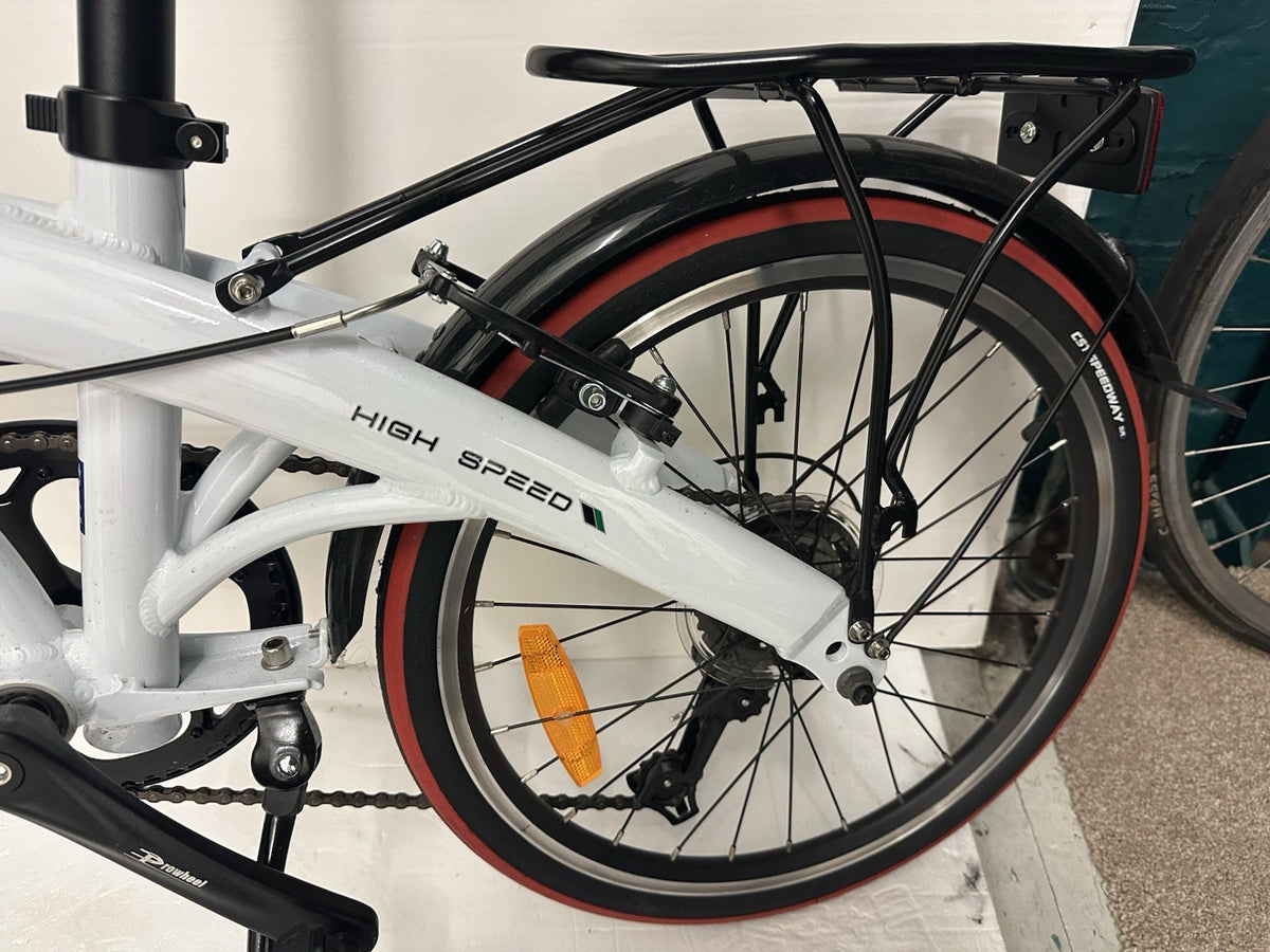 ECOSMO 20” Folding Bike 7 Speed Shimano White Commuter Bicycle – New