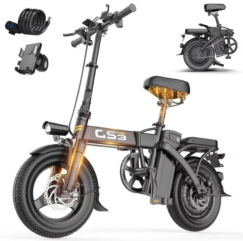 GS3 14" Folding E -  Bike 250-W 48-V 15/Ah Suspension E- Bike LED Display UK